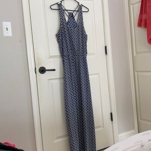 Blue & White Patterned Banana Republic Maxi Dress